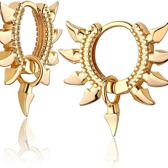 Gold Dainty Huggie Hoop Earring,18K Gold Plated Cute Tiny Drop Ball Hoop Earring - Picture 5 of 5